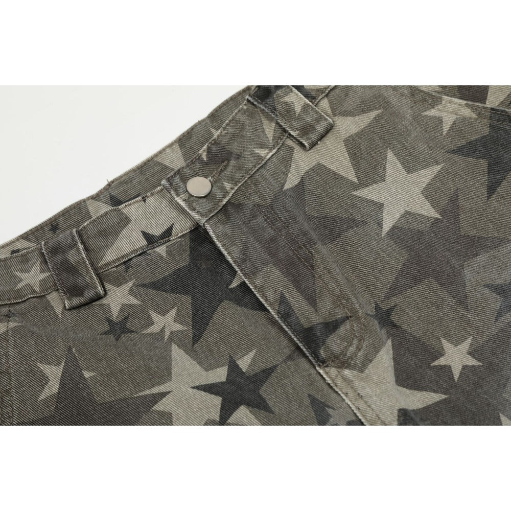 Star Pattern Camo Scimitar Jeans - Thrashink