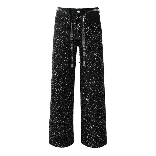 Starry Full Rhinestone Belt Jeans - Thrashink