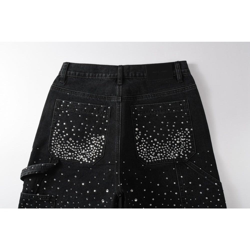 Starry Ray Rhinestone Denim Shorts - Thrashink