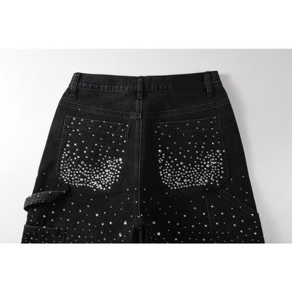 Starry Ray Rhinestone Denim Shorts - Thrashink