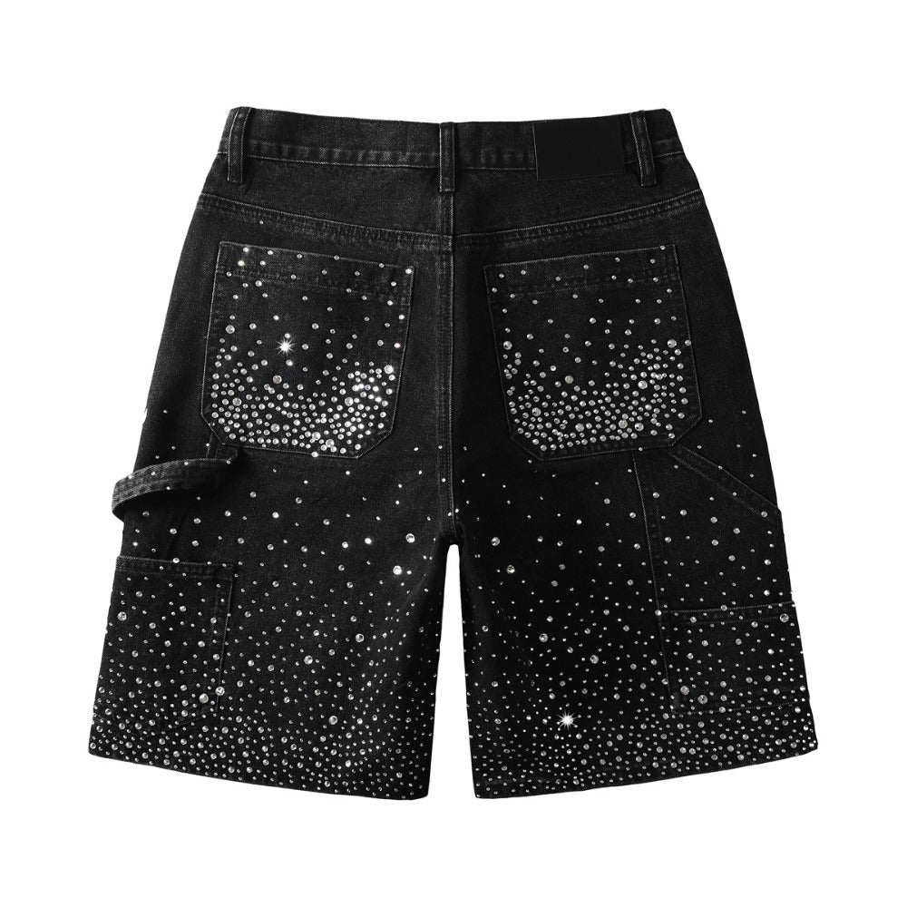 Starry Ray Rhinestone Denim Shorts - Thrashink