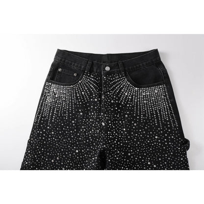Starry Ray Rhinestone Denim Shorts - Thrashink