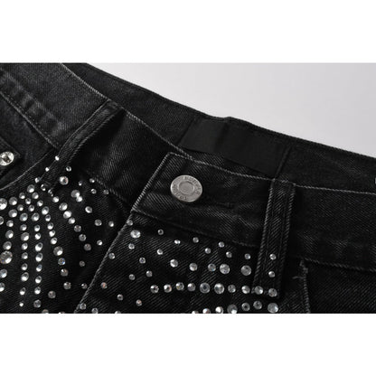 Starry Ray Rhinestone Denim Shorts - Thrashink
