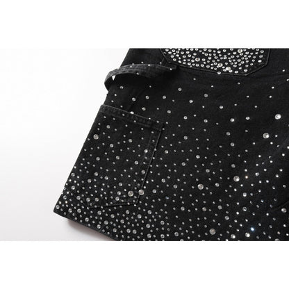 Starry Ray Rhinestone Denim Shorts - Thrashink