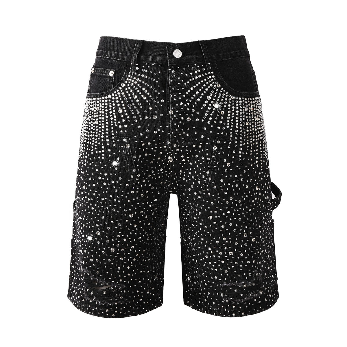 Starry Ray Rhinestone Denim Shorts - Thrashink