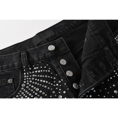 Starry Ray Rhinestone Denim Shorts - Thrashink