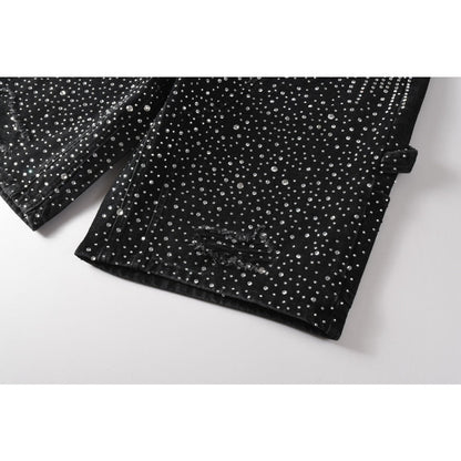 Starry Ray Rhinestone Denim Shorts - Thrashink