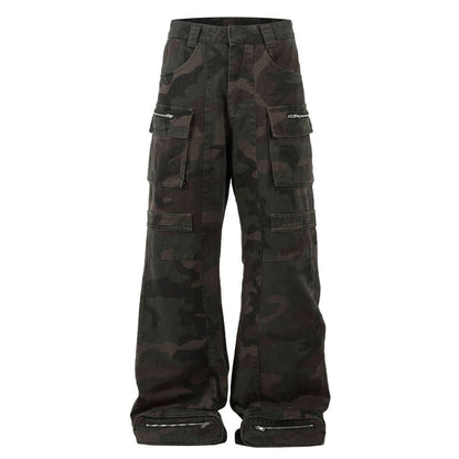 Street Multi - pocket Camouflage Cargo Pants - Thrashink