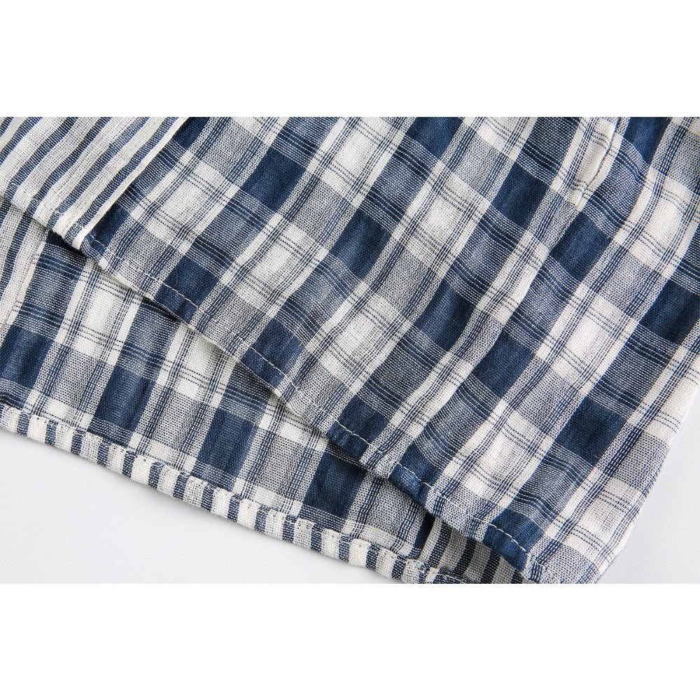Stripe Paneled Plaid Casual Shirt - Thrashink