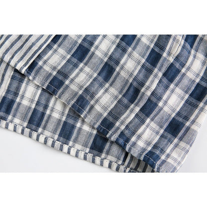 Stripe Paneled Plaid Casual Shirt - Thrashink