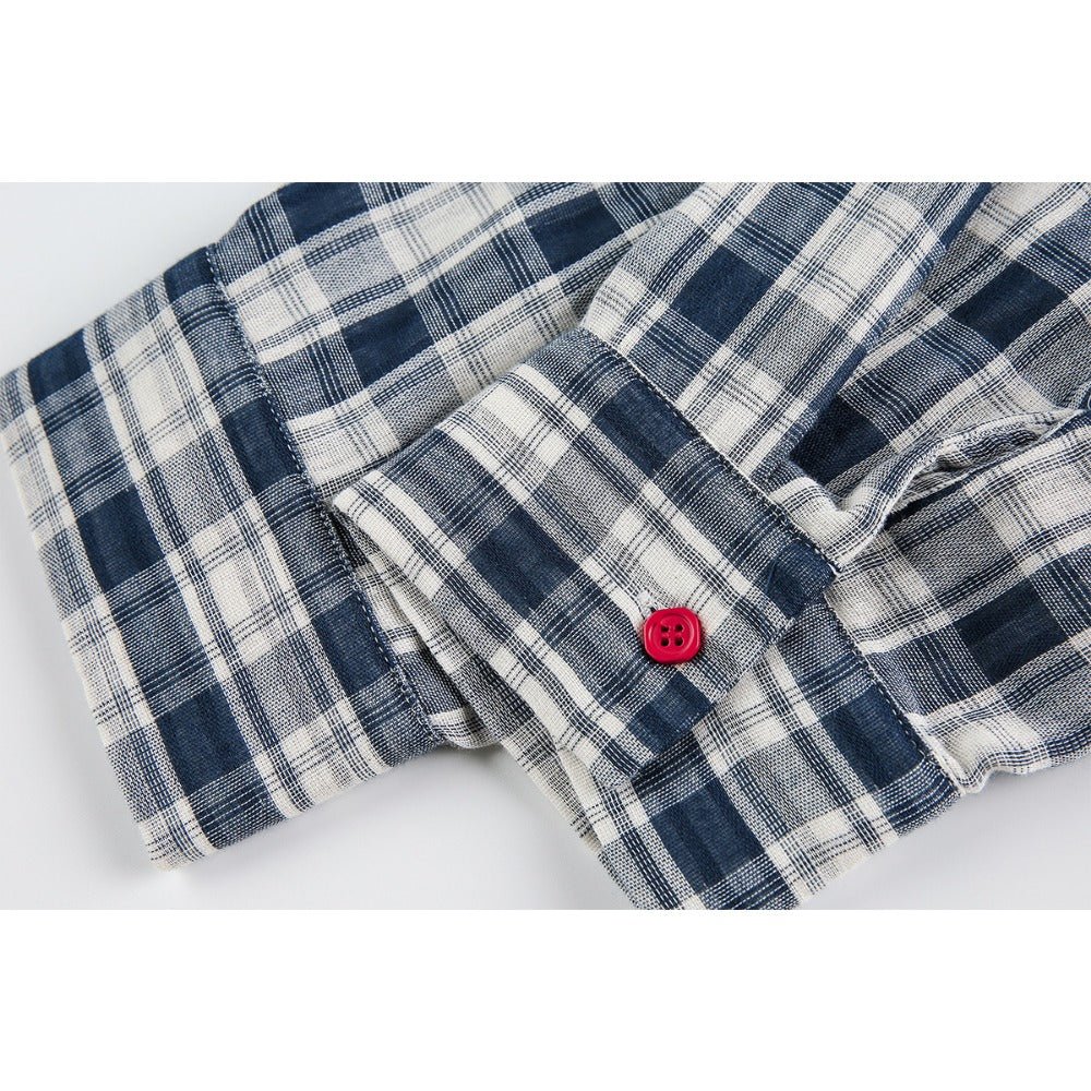 Stripe Paneled Plaid Casual Shirt - Thrashink