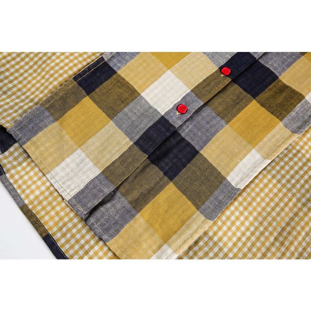 Stripe Paneled Plaid Casual Shirt - Thrashink