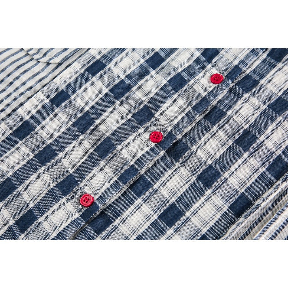 Stripe Paneled Plaid Casual Shirt - Thrashink