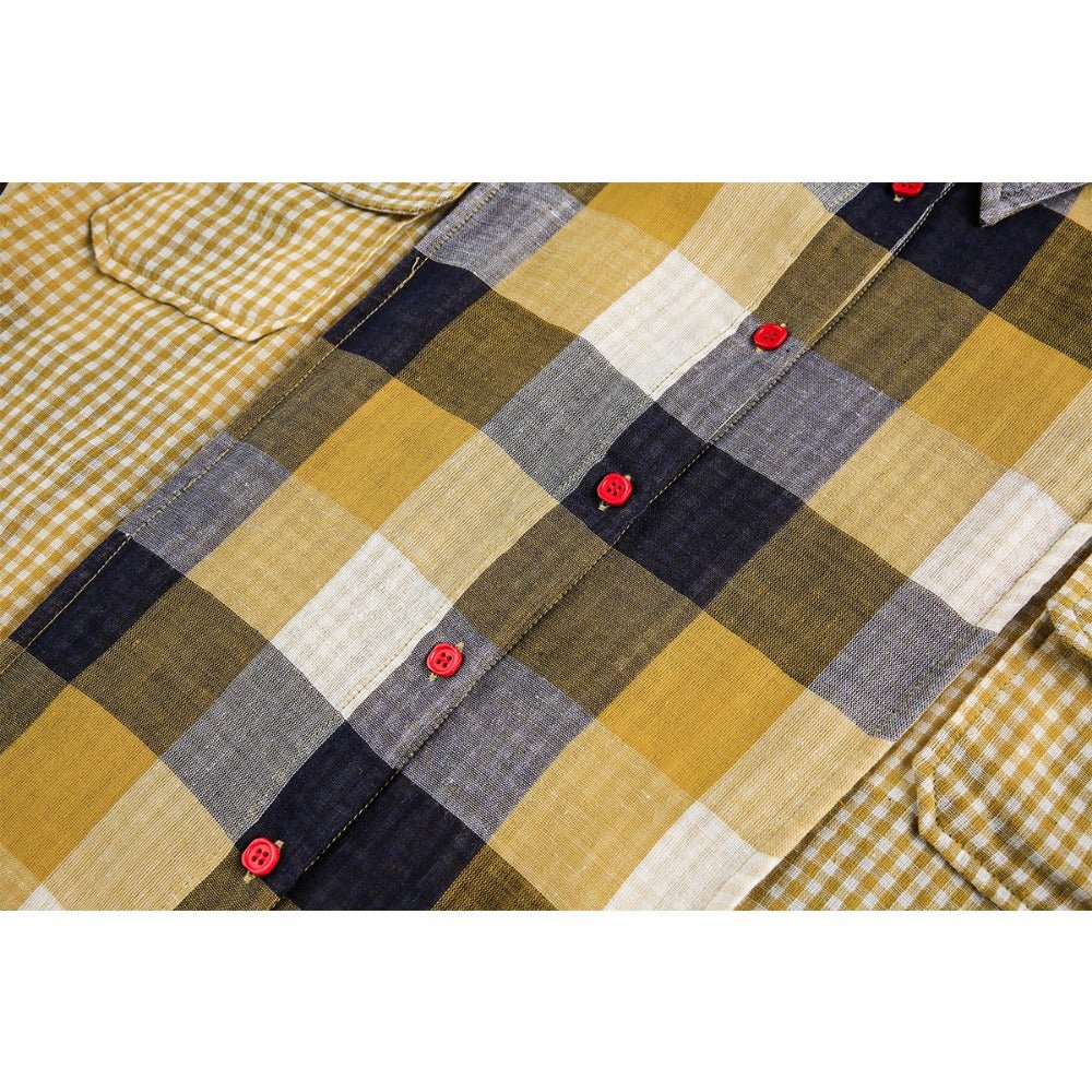 Stripe Paneled Plaid Casual Shirt - Thrashink