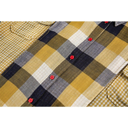 Stripe Paneled Plaid Casual Shirt - Thrashink