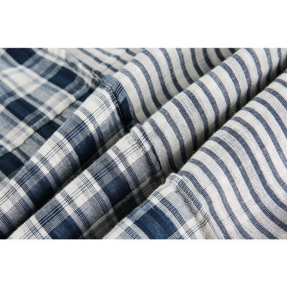 Stripe Paneled Plaid Casual Shirt - Thrashink