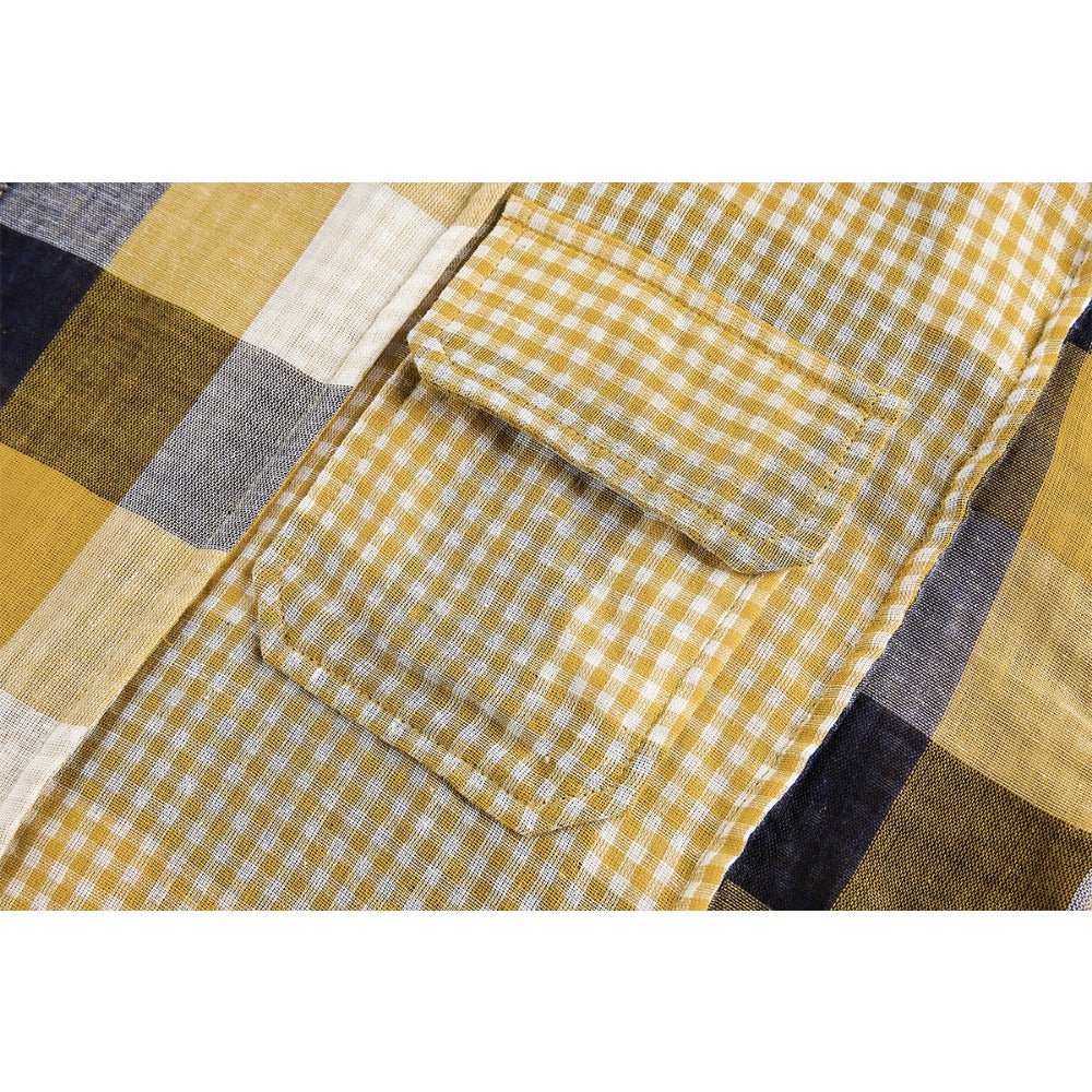 Stripe Paneled Plaid Casual Shirt - Thrashink