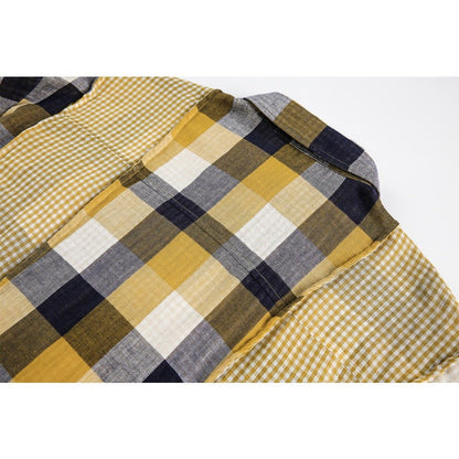 Stripe Paneled Plaid Casual Shirt - Thrashink