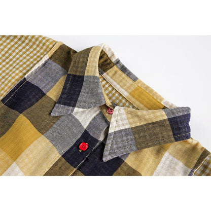 Stripe Paneled Plaid Casual Shirt - Thrashink