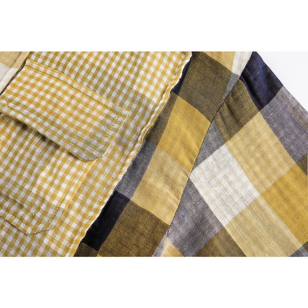 Stripe Paneled Plaid Casual Shirt - Thrashink