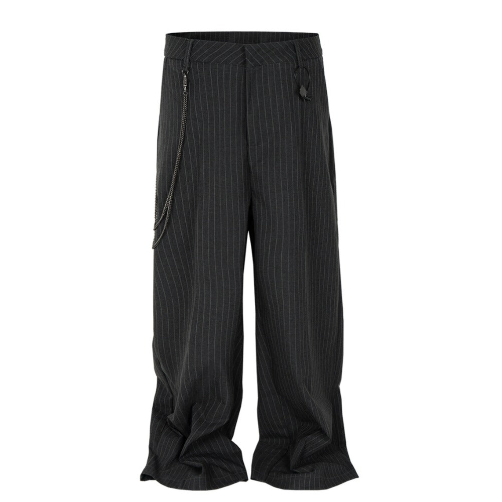 Striped Chain Drape Jeans - Thrashink