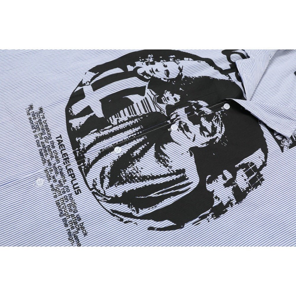 Striped Rock Print Shirt - Thrashink