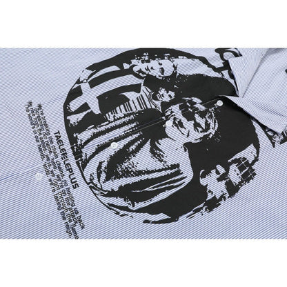 Striped Rock Print Shirt - Thrashink