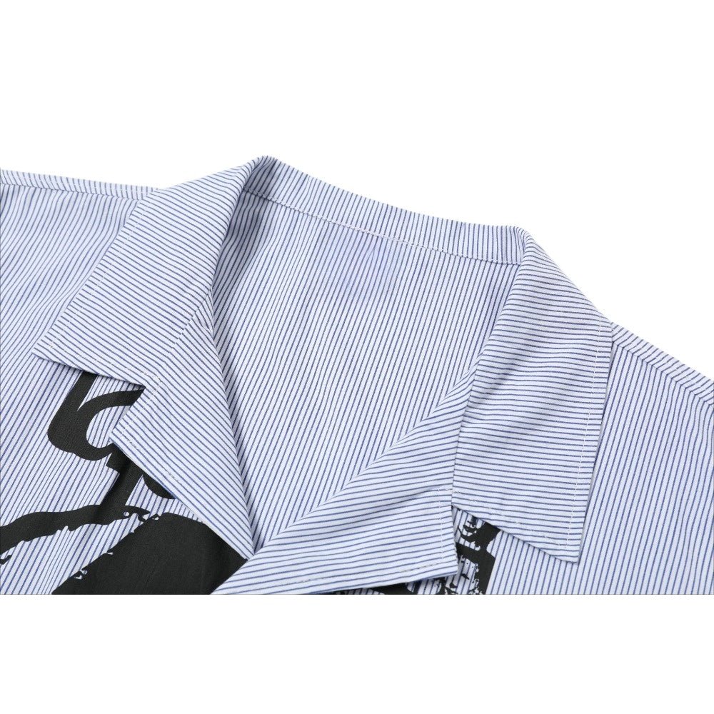 Striped Rock Print Shirt - Thrashink