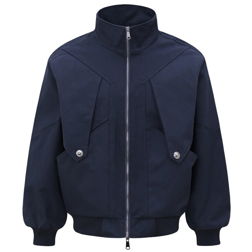 Structured Stand - up Collar Bomber Jacket - Thrashink