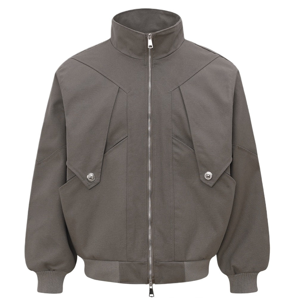 Structured Stand - up Collar Bomber Jacket - Thrashink