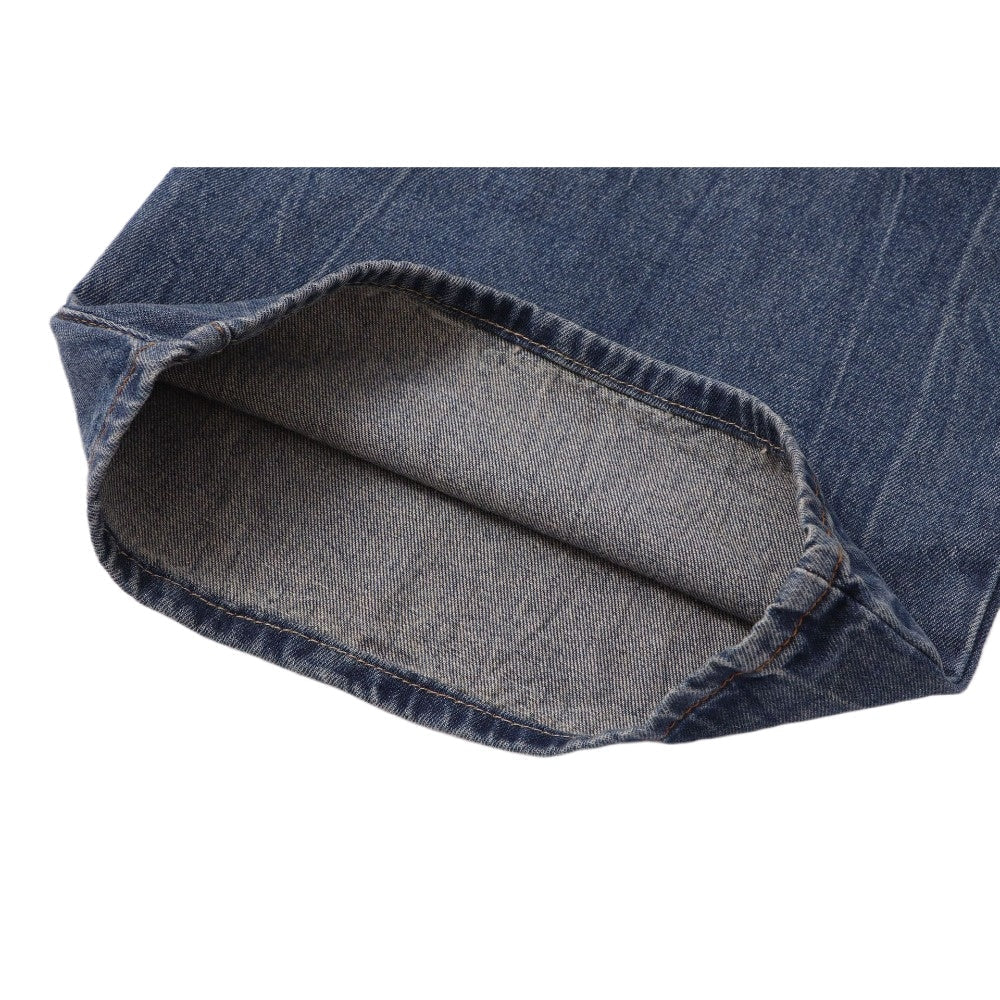 Studded Cross - Patch Baggy Frayed Jeans - Thrashink