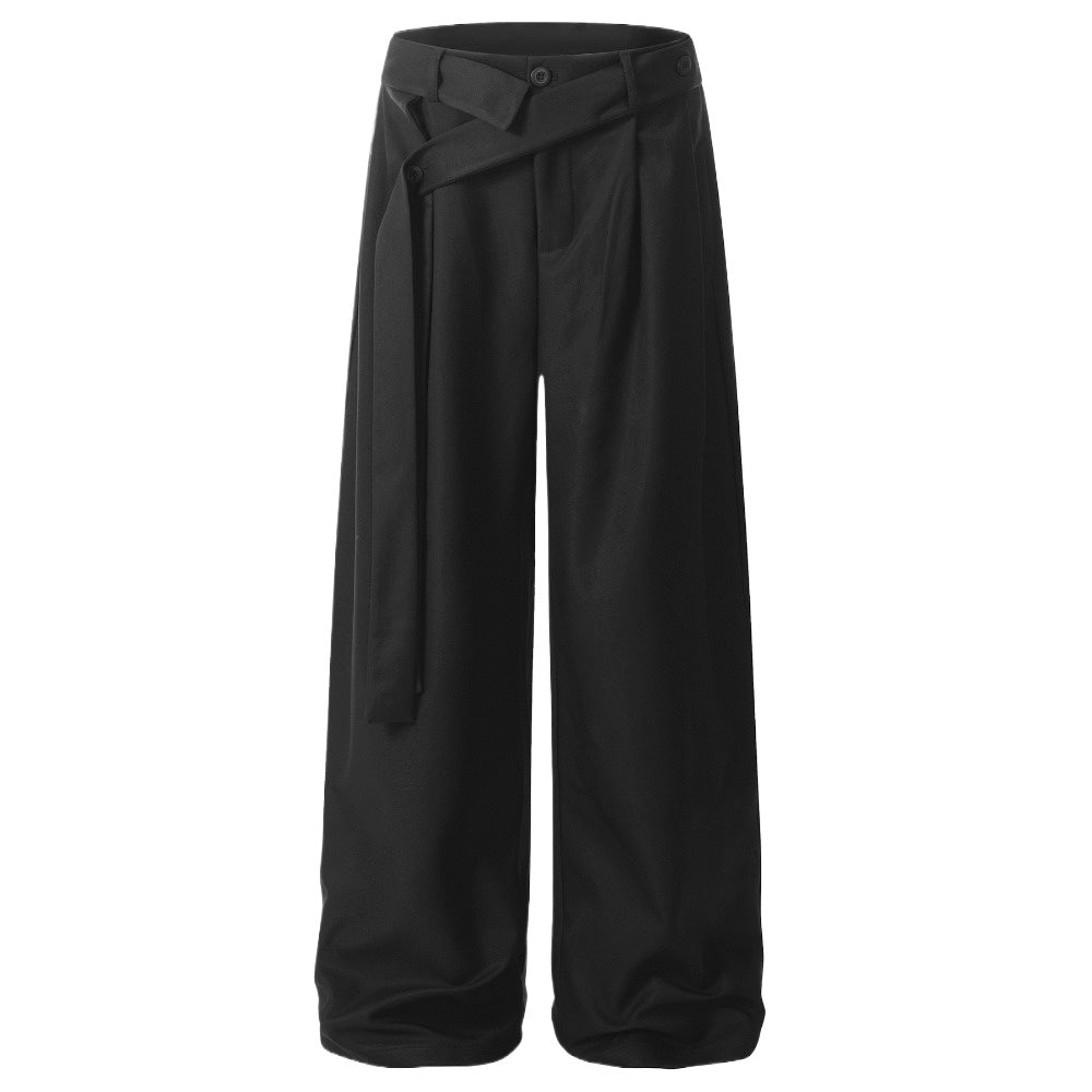 Stylish Belted Wide - Leg Pants - Thrashink