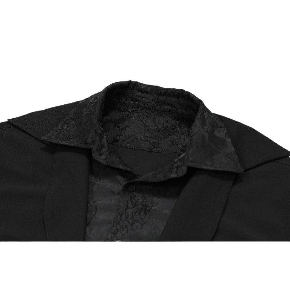 Subtle Pattern Layered Shirt Jacket - Thrashink