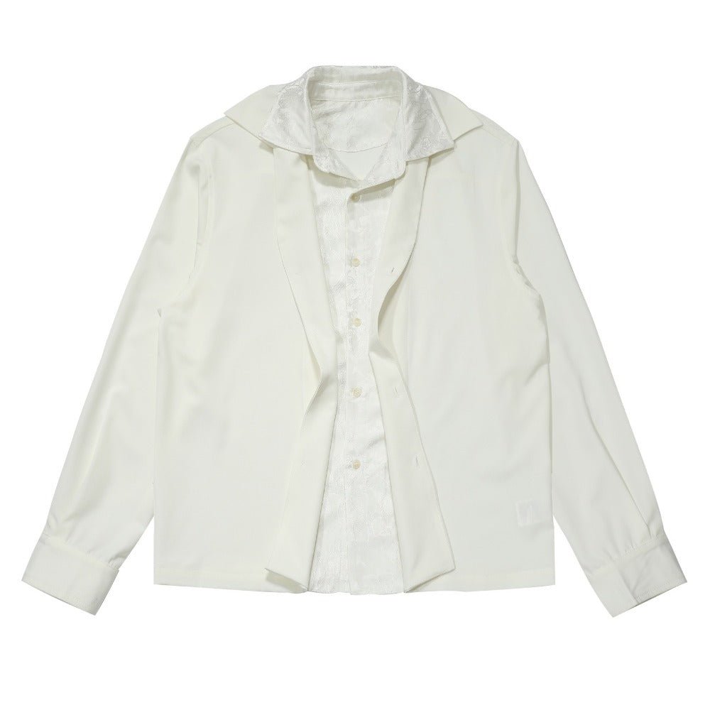 Subtle Pattern Layered Shirt Jacket - Thrashink