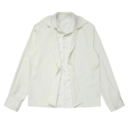 Subtle Pattern Layered Shirt Jacket - Thrashink