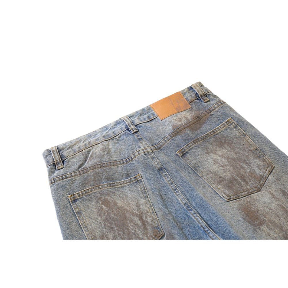 Tarnished Ripped Wide - Leg Jeans - Thrashink