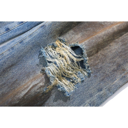 Tarnished Ripped Wide - Leg Jeans - Thrashink