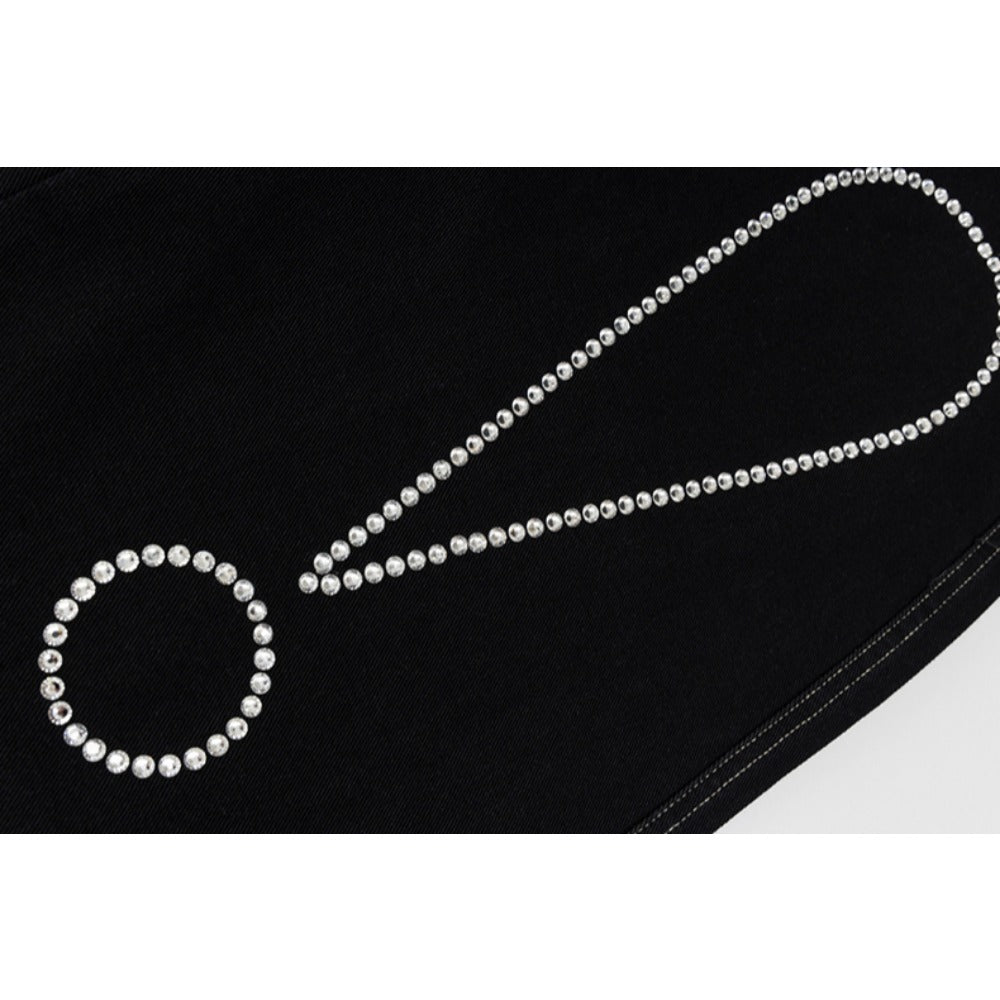 Tears Star Rhinestone Denim Shorts - Thrashink