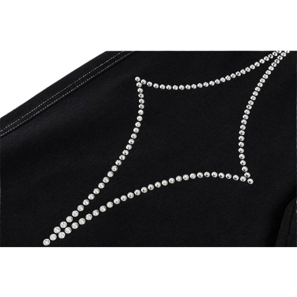 Tears Star Rhinestone Denim Shorts - Thrashink