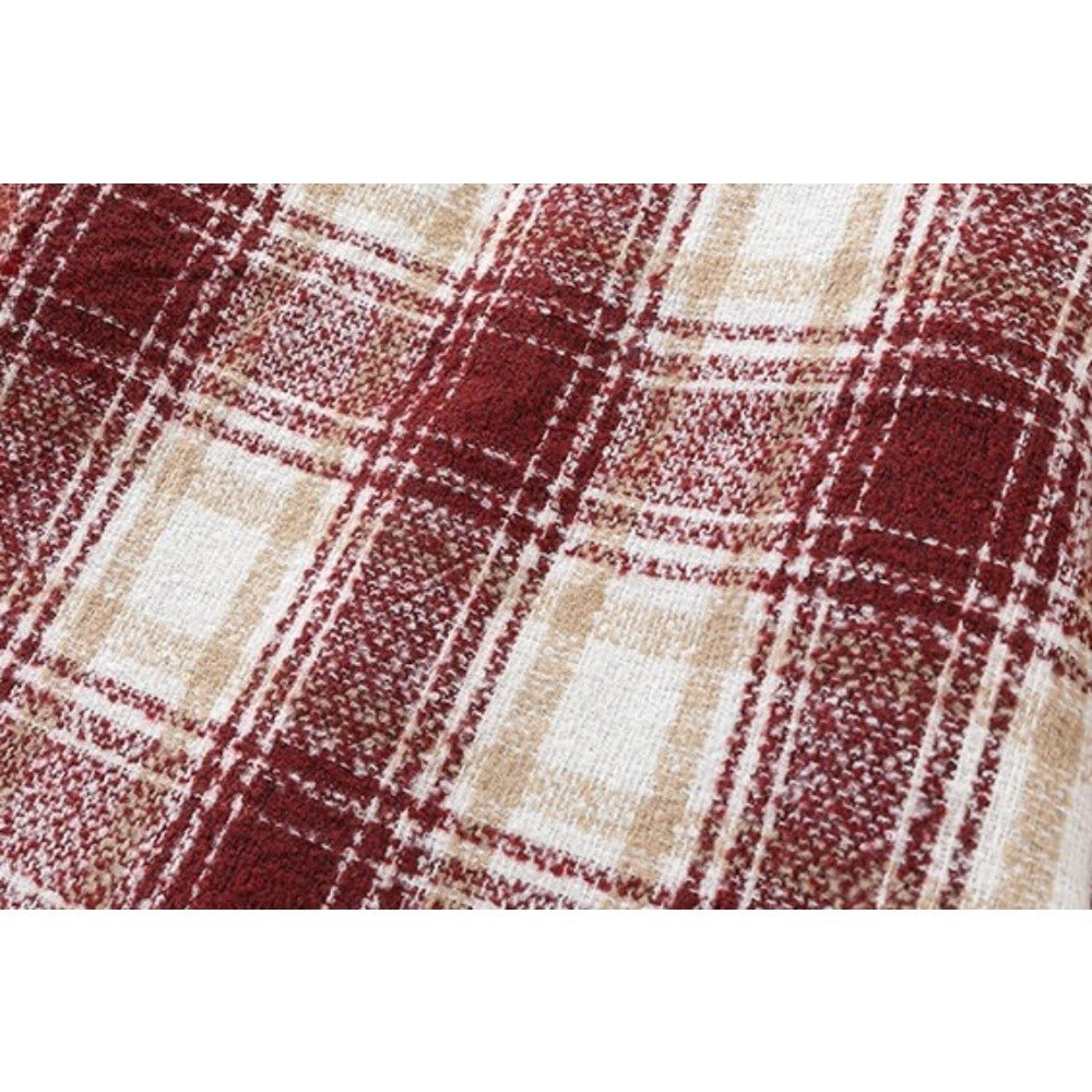 Textured Plaid Shirt Jacket - Thrashink