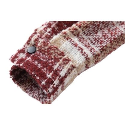 Textured Plaid Shirt Jacket - Thrashink