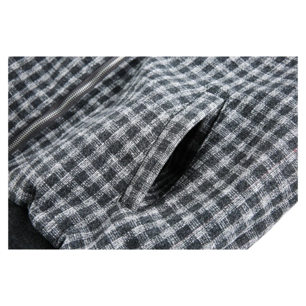 Thickened Cotton Plaid Hooded Zip - up Jacket - Thrashink