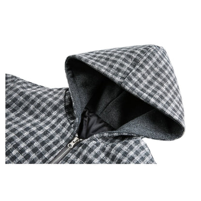 Thickened Cotton Plaid Hooded Zip - up Jacket - Thrashink