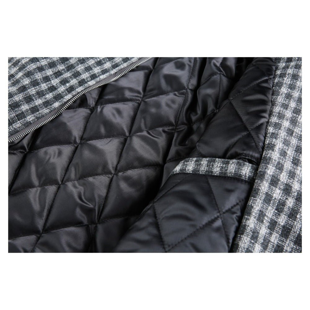 Thickened Cotton Plaid Hooded Zip - up Jacket - Thrashink