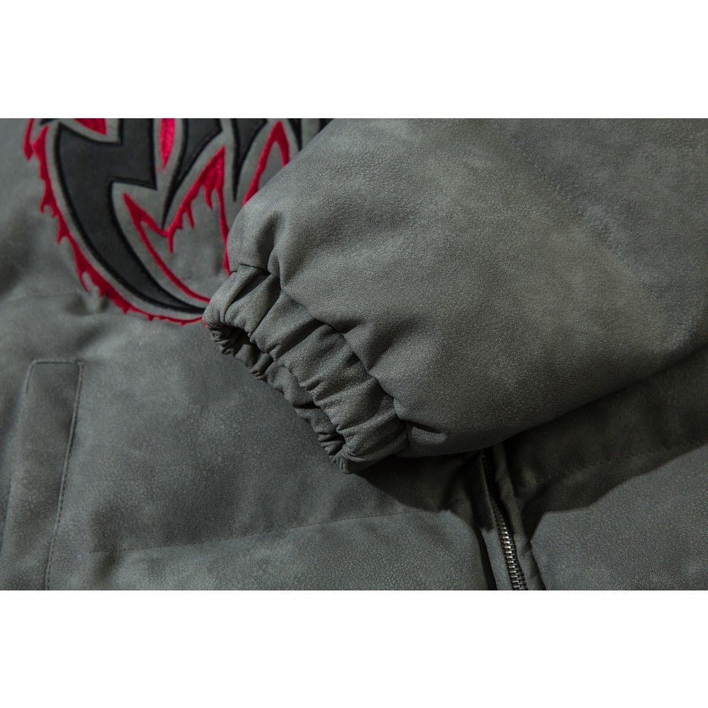 Thorn Embroidered Letter Padded Jacket - Thrashink