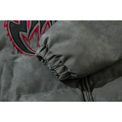 Thorn Embroidered Letter Padded Jacket - Thrashink