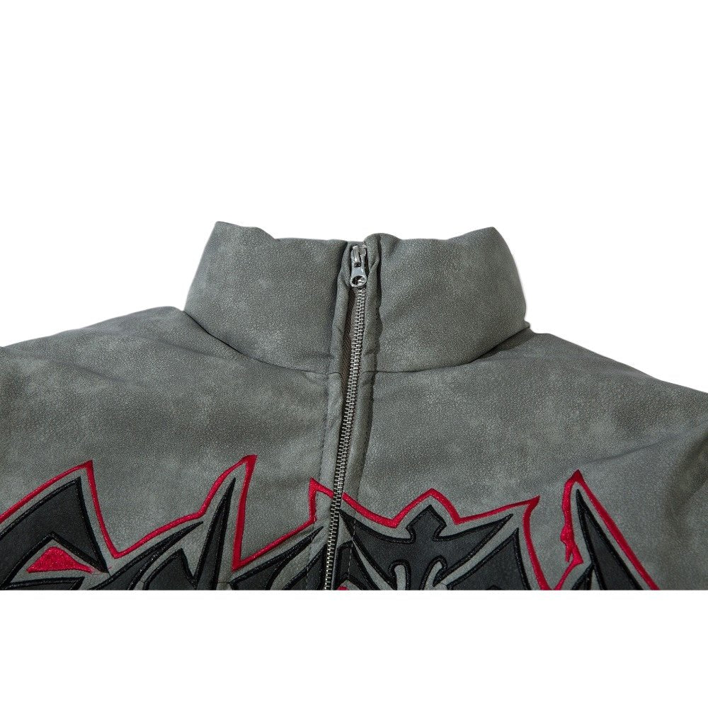 Thorn Embroidered Letter Padded Jacket - Thrashink