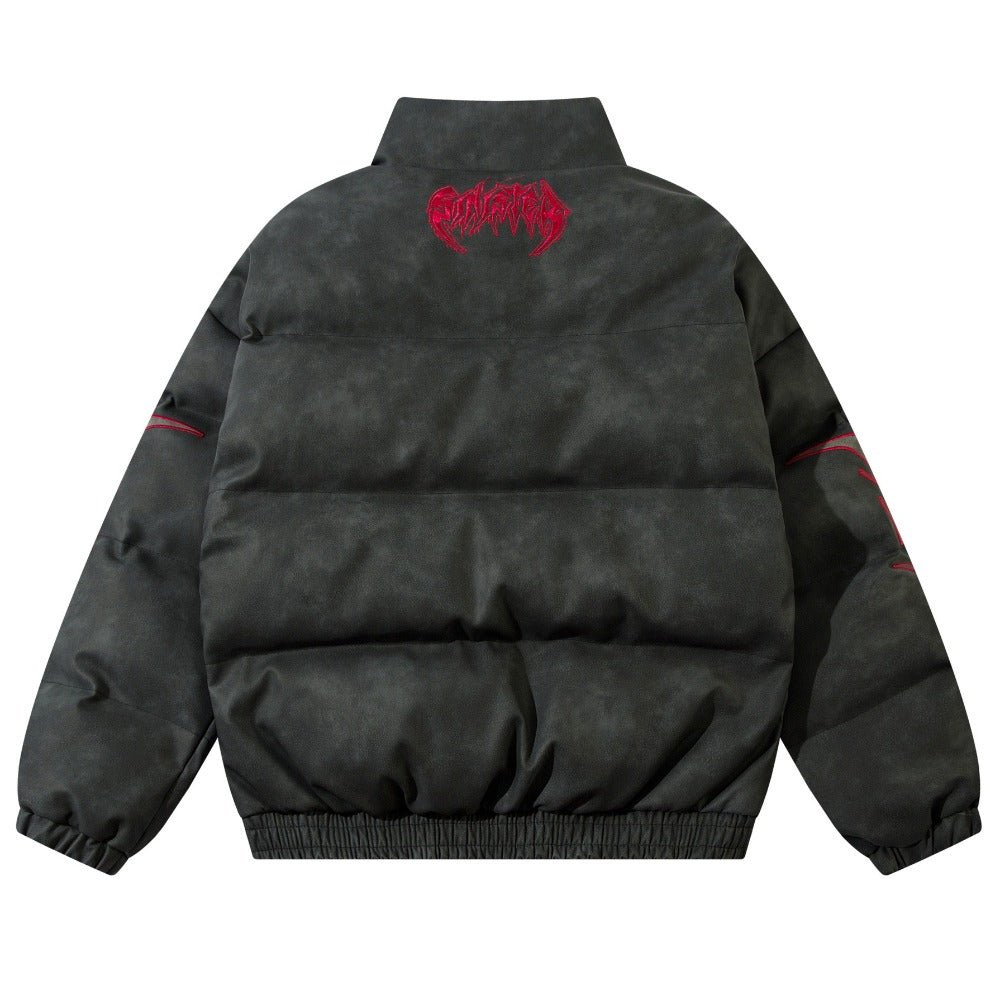 Thorn Embroidered Letter Padded Jacket - Thrashink