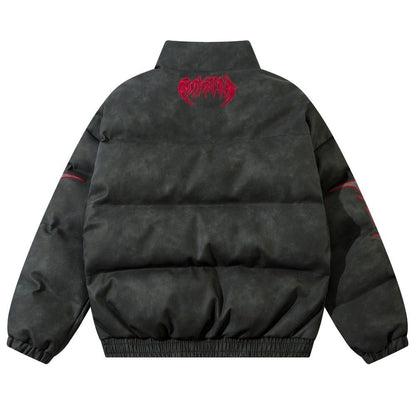 Thorn Embroidered Letter Padded Jacket - Thrashink