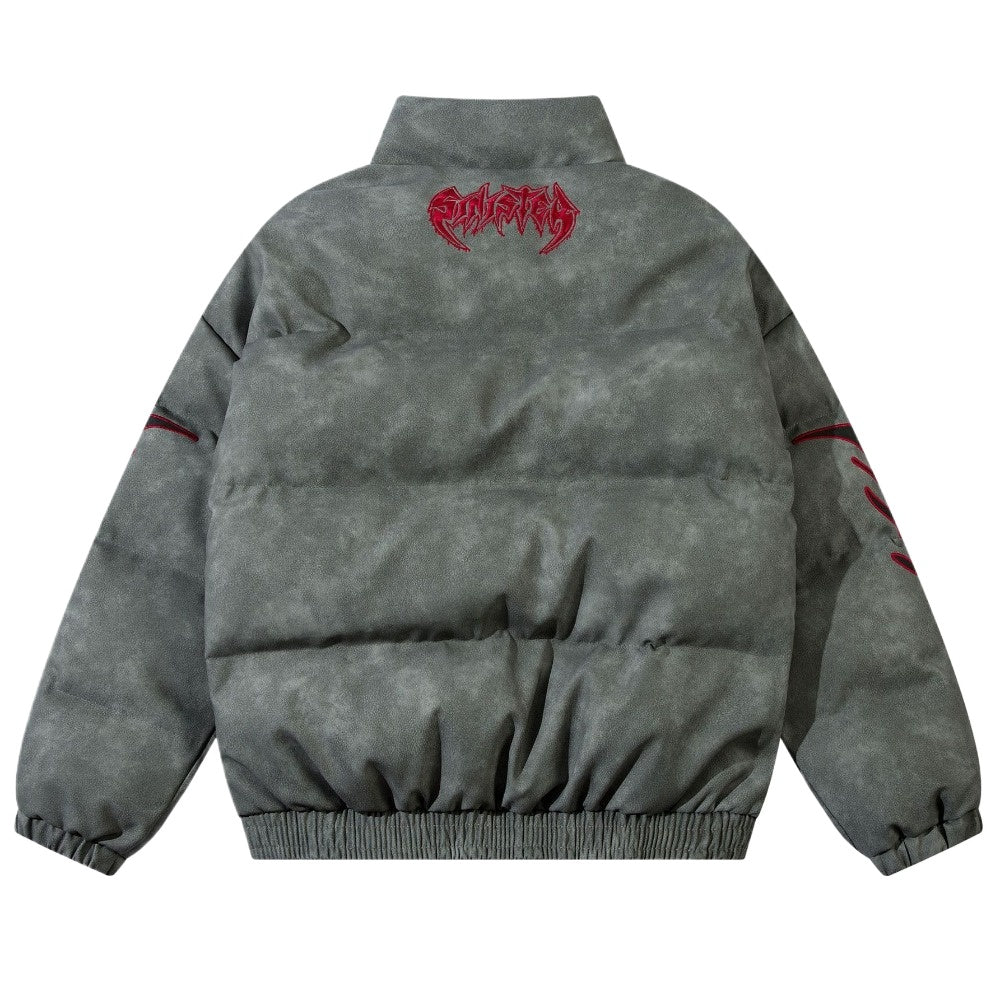 Thorn Embroidered Letter Padded Jacket - Thrashink